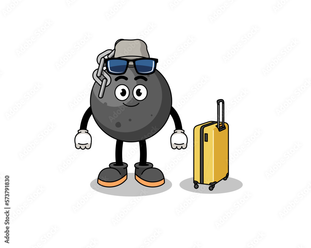 wrecking ball mascot doing vacation