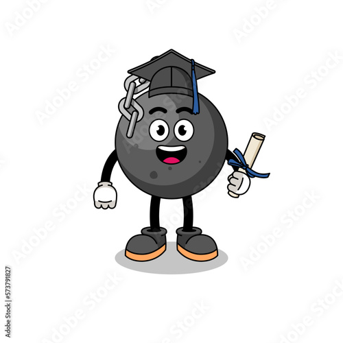 wrecking ball mascot with graduation pose