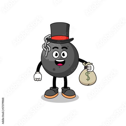 wrecking ball mascot illustration rich man holding a money sack