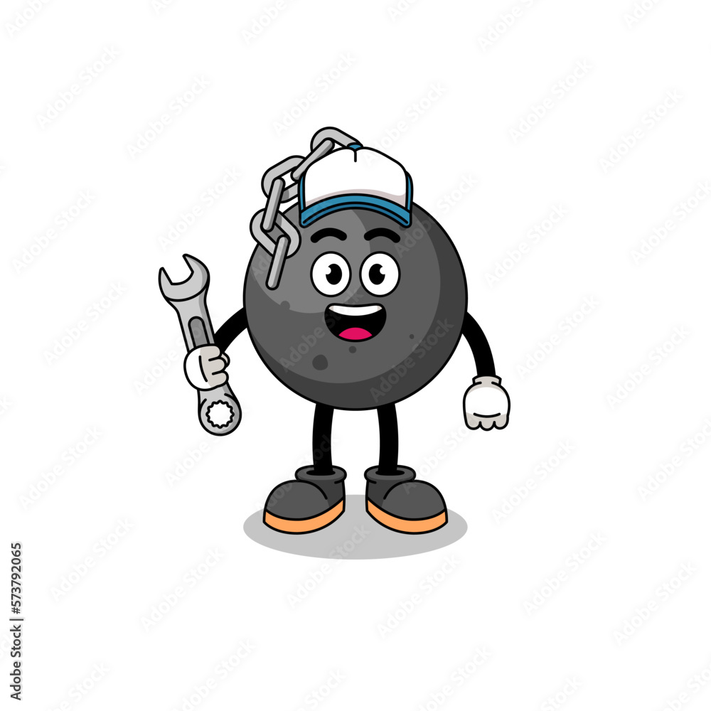 wrecking ball illustration cartoon as a mechanic wrecking ball illustration cartoon as a mechanic