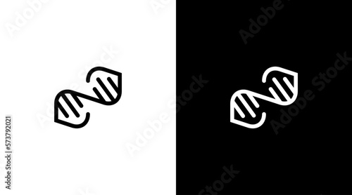 human Genetic gen logo vector science monogram black and white icon style Design template