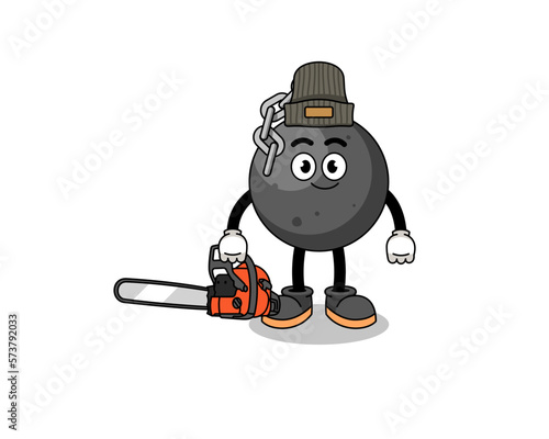 wrecking ball illustration cartoon as a lumberjack