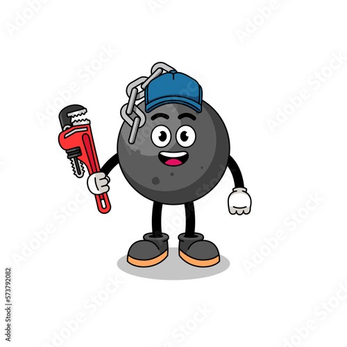 wrecking ball illustration cartoon as a plumber