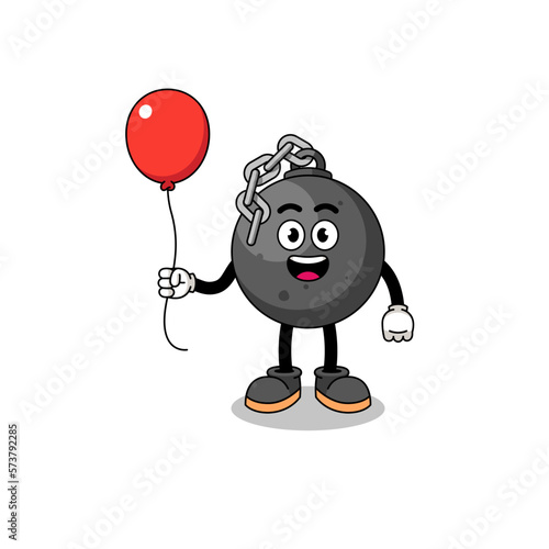 Cartoon of wrecking ball holding a balloon