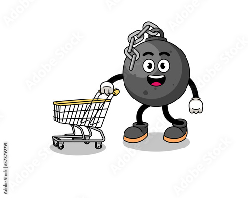 Cartoon of wrecking ball holding a shopping trolley