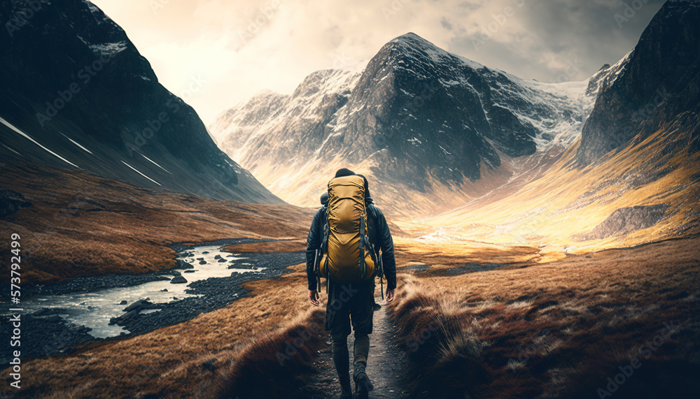 Backpacker, Generative AI, Illustration Backpacker, Generative AI, Illustration