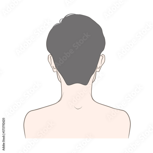 男性の後頭部（正面）