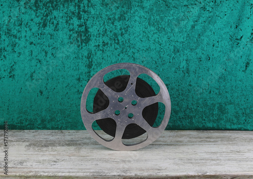 old film reel on the table