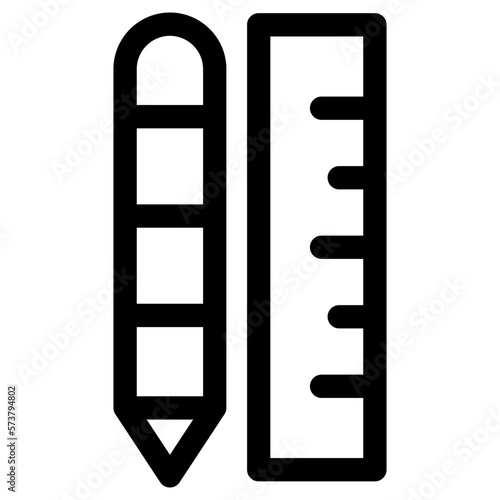 pencil and ruler icon or logo isolated sign symbol vector illustration - high quality black style vector icons
