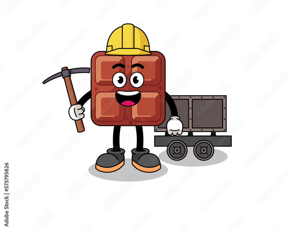 Mascot Illustration of chocolate bar miner Mascot Illustration of chocolate bar miner