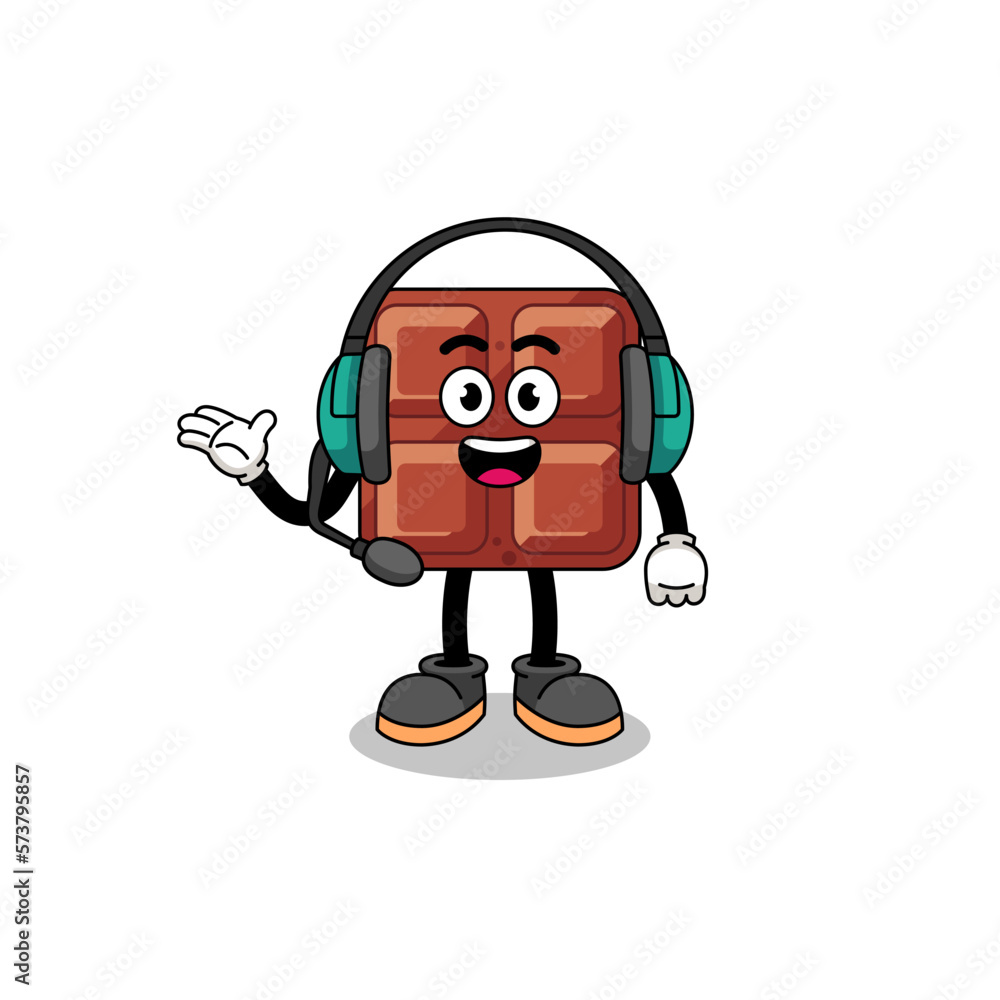 Mascot Illustration of chocolate bar as a customer services