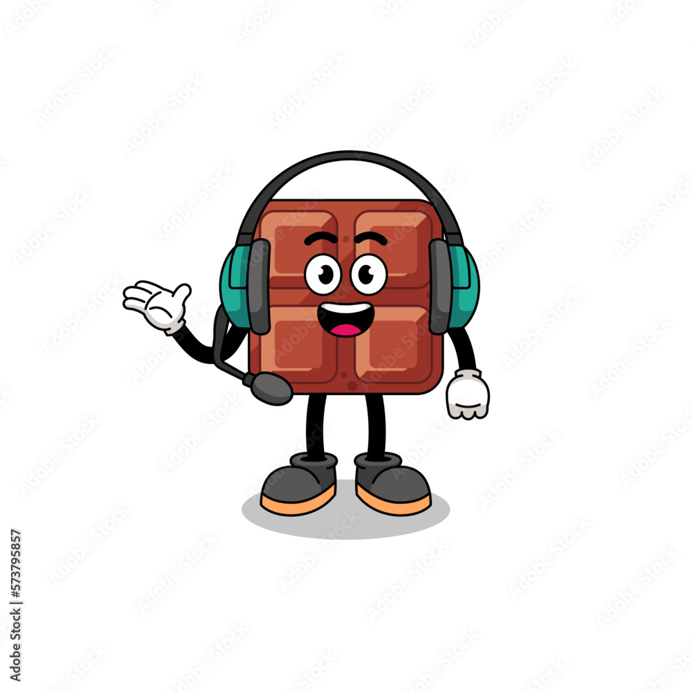 Mascot Illustration of chocolate bar as a customer services Mascot Illustration of chocolate bar as a customer services