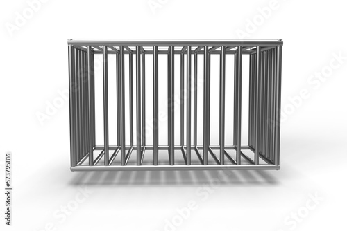 3D Realistic Prison bars isolated on white. Steel cage.
 photo