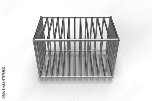 3D Realistic Prison bars isolated on white. Steel cage.

