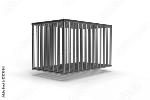 3D Realistic Prison bars isolated on white. Steel cage.
