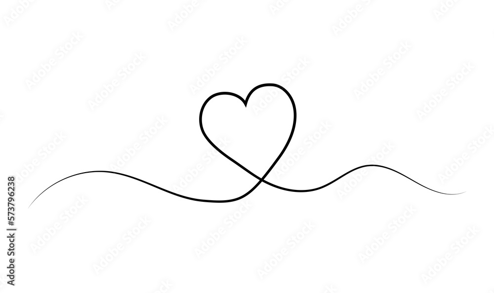 Fototapeta premium Heart line drawing symbol of love.