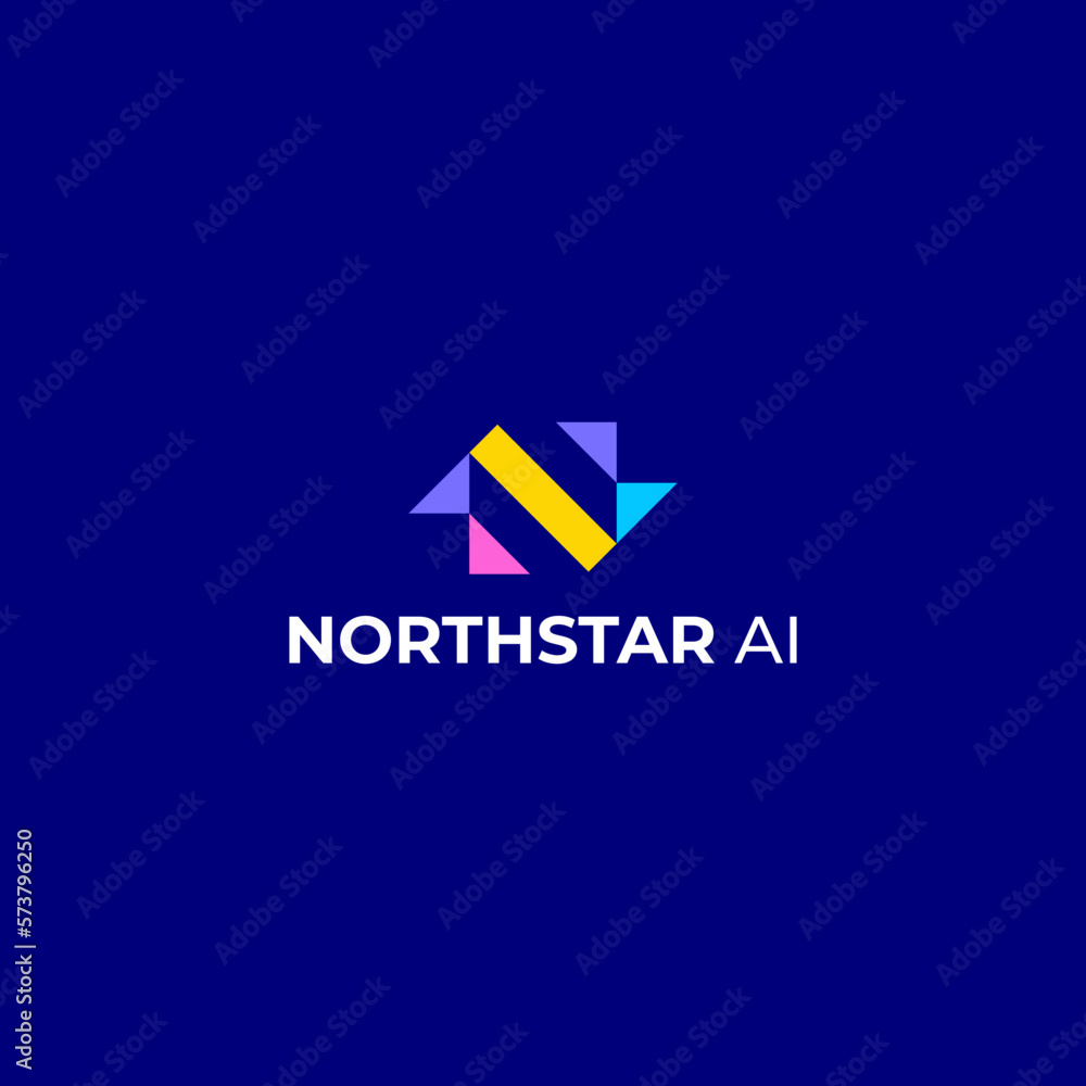 Letter N Colorful Simple Monogram Logo Letter N Colorful Simple Monogram Logo