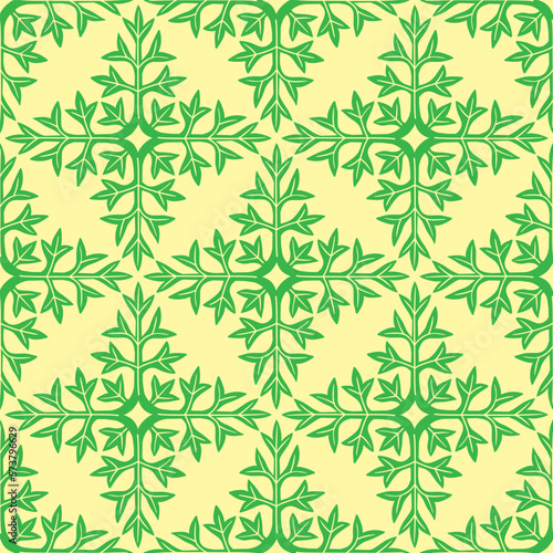 Seamless repeatable pattern. Leaves and flowers. Modern geometric Folk style. Colorful and smart graphic design. Vector EPS10.  © Place of Arts