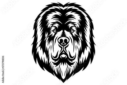 Tibetan Mastiff dog black and white vector