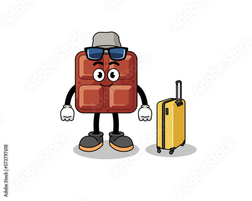chocolate bar mascot doing vacation