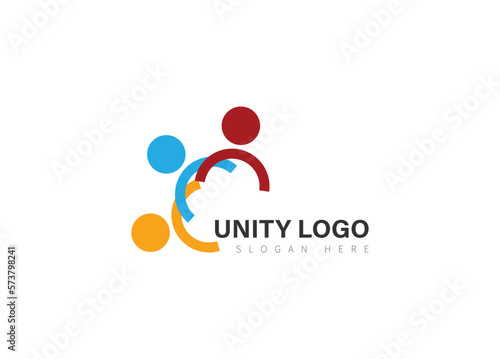 four round unity people care logo icon vector template.