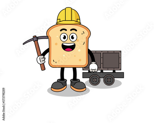 Mascot Illustration of bread miner