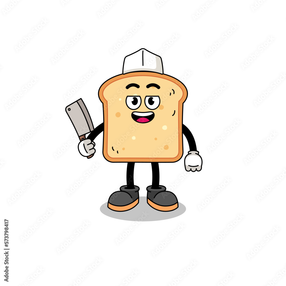 Mascot of bread as a butcher Mascot of bread as a butcher