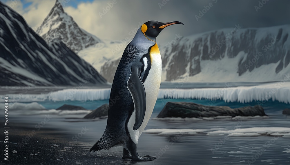 Fototapeta premium A majestic king penguin standing