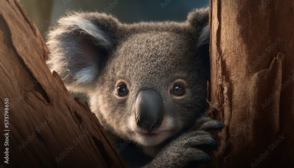 Fototapeta premium A curious koala peering down at you