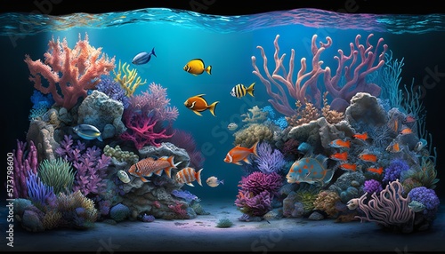 A vibrant reef tank with a variety of coral