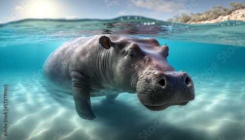 Obraz na płótnie A hippo enjoying a leisurely swim