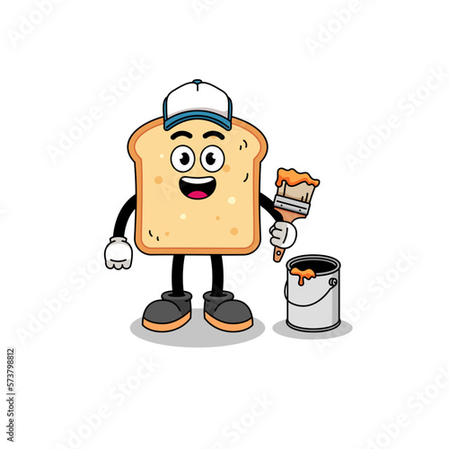 Character mascot of bread as a painter