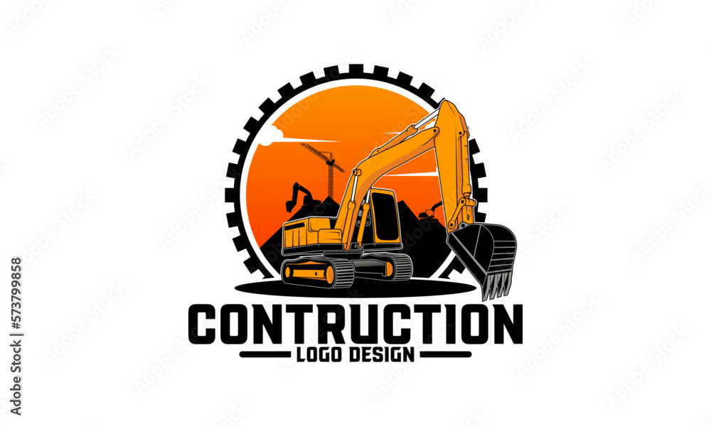 excavator Logo designs. heavy equipment excavator icon for housing development, building repair, construction and procurement of heavy equipment