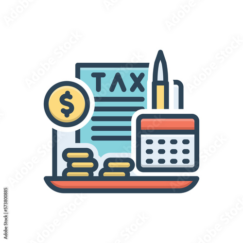 Color illustration icon for fiscal