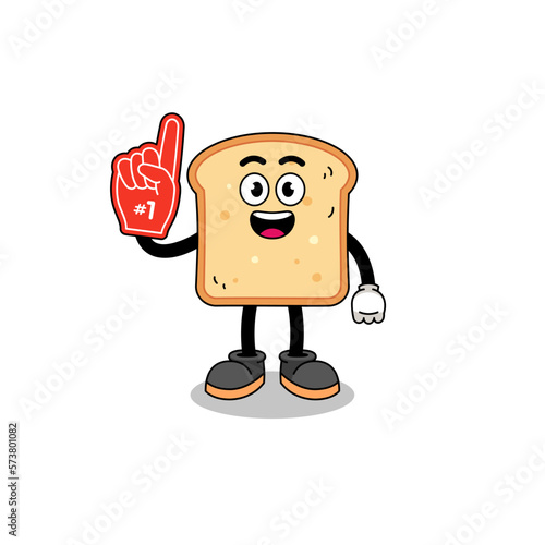 Cartoon mascot of bread number 1 fans