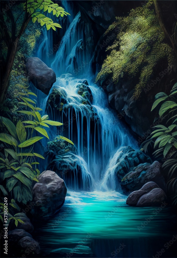 HD drawing the waterfall wallpapers | Peakpx