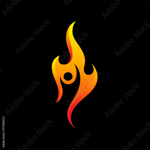 People on fire logo. Fire flame with people vector illustration. Suitable for nature, sport, and energy.