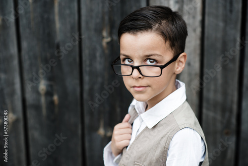 portrait of a boy with glasses