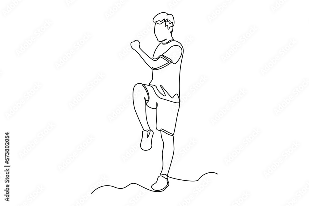 Continuous one line drawing happy boy doing exercise at home. Healthcare at home concept. Single line draw design vector graphic illustration. Continuous one line drawing happy boy doing exercise at home. Healthcare at home concept. Single line draw design vector graphic illustration.