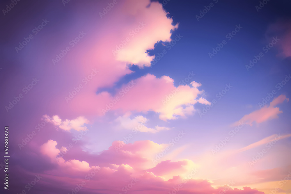Fototapeta premium 茜色に色づく雲と空 背景素材 generative ai