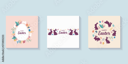 Happy easter card with bunnies collection