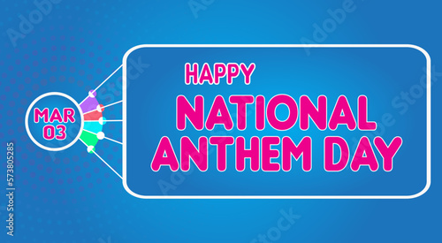 Happy National Anthem Day, March 03. Calendar of March Retro Text Effect, Vector design