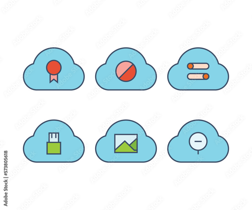 cloud and user interface icons set