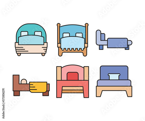 bed and mattress icons set vector