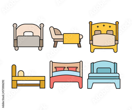 bed and mattress icons set vector