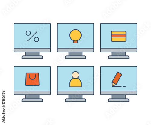 computer and user interface icons set
