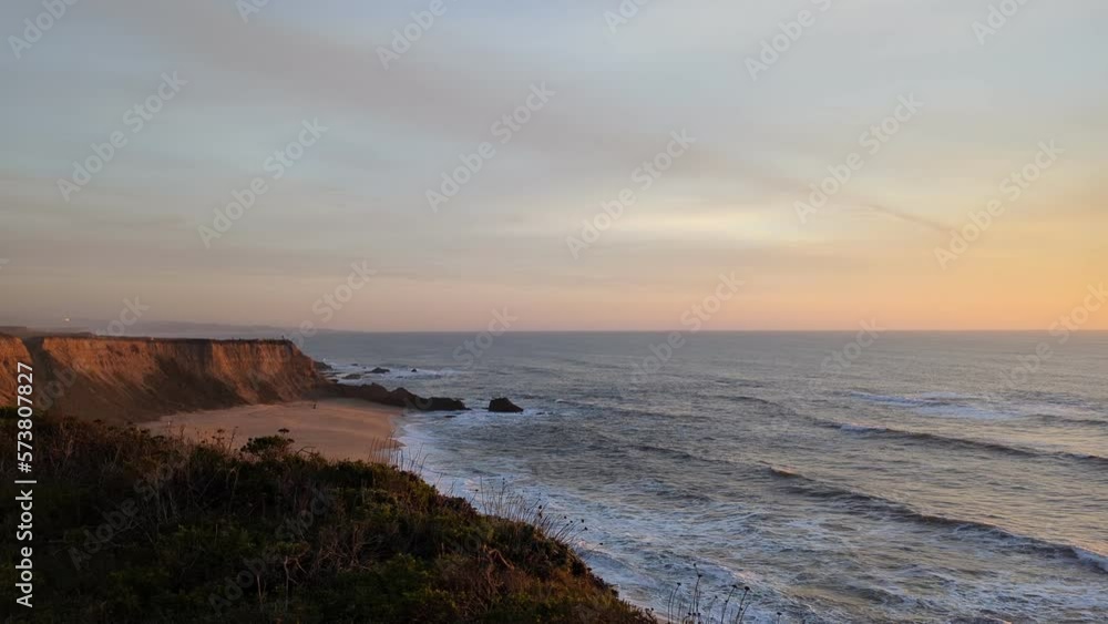 sunset over the Pacific Ocean, sunset in Half Moon Bay State Beach cliff side landscape sunset over the Pacific Ocean, sunset in Half Moon Bay State Beach cliff side landscape