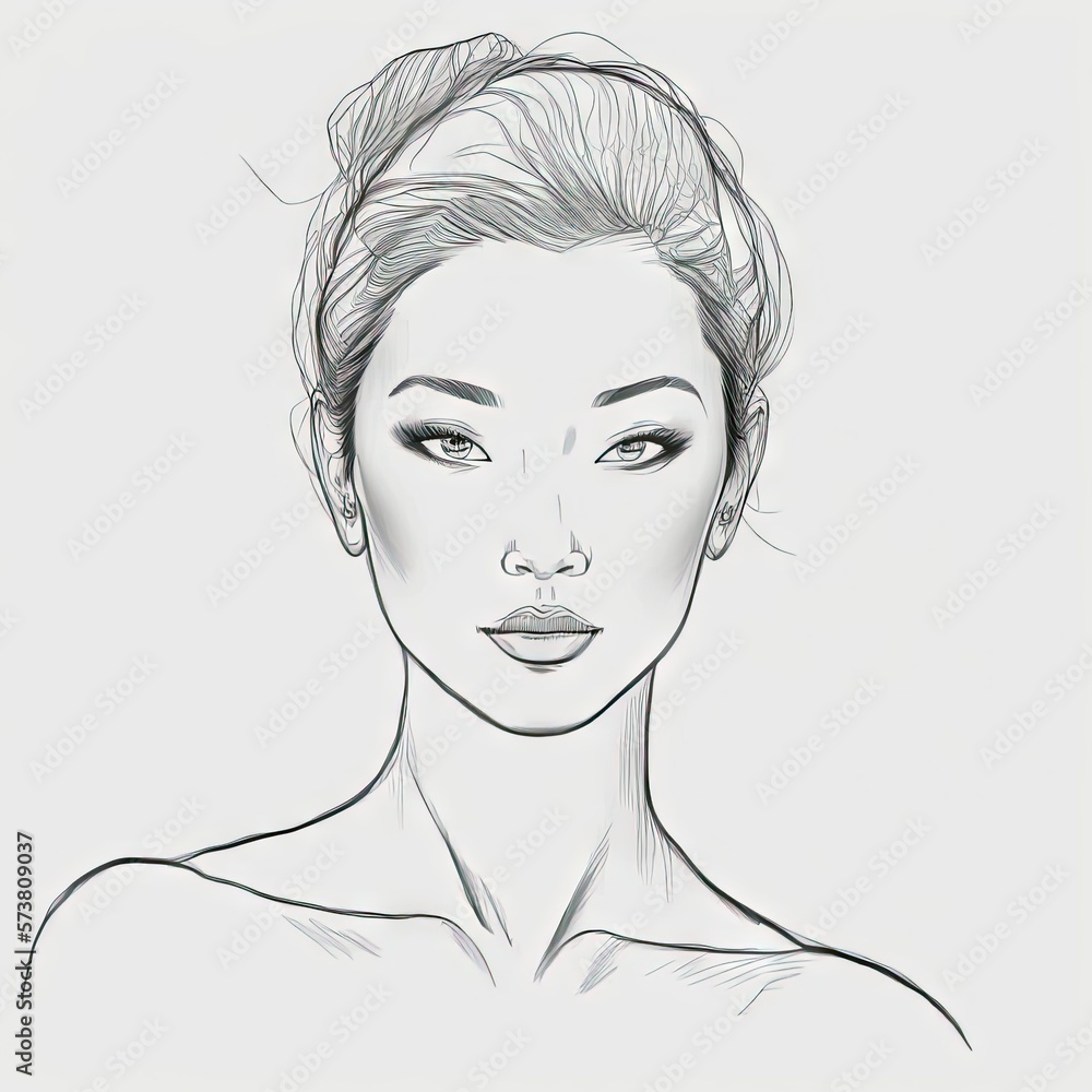 asian woman digital drawing with watercolor style illustration asian woman digital drawing with watercolor style illustration