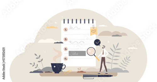 To do list with task priorities and work to reminder tiny person concept, transparent background. Notepad with checklist as job schedule and planner illustration. Effective time management.