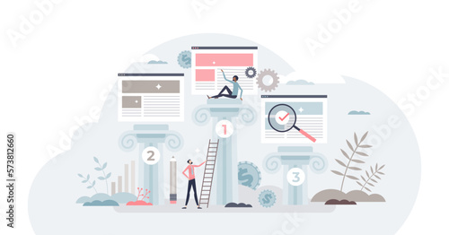 Website ranking and search engine top popular results tiny person concept, transparent background. Home page online rating review based on audience engagement.